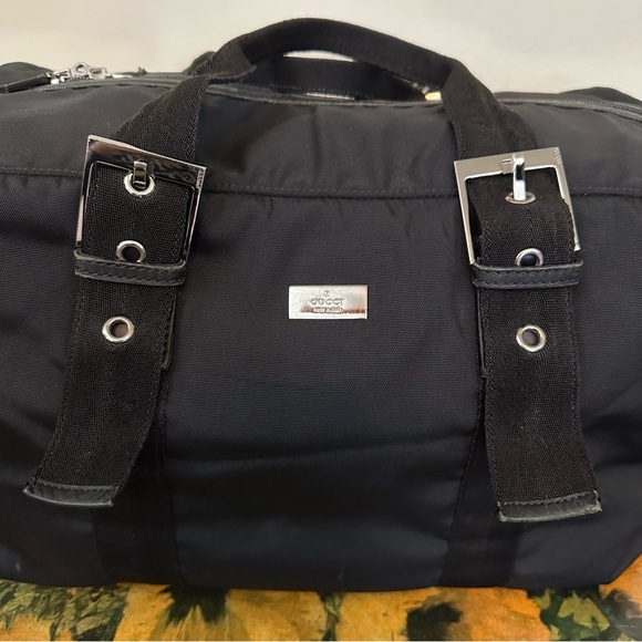 Vintage Gucci Black Nylon Weekender Duffle Bag - Picture 3 of 14